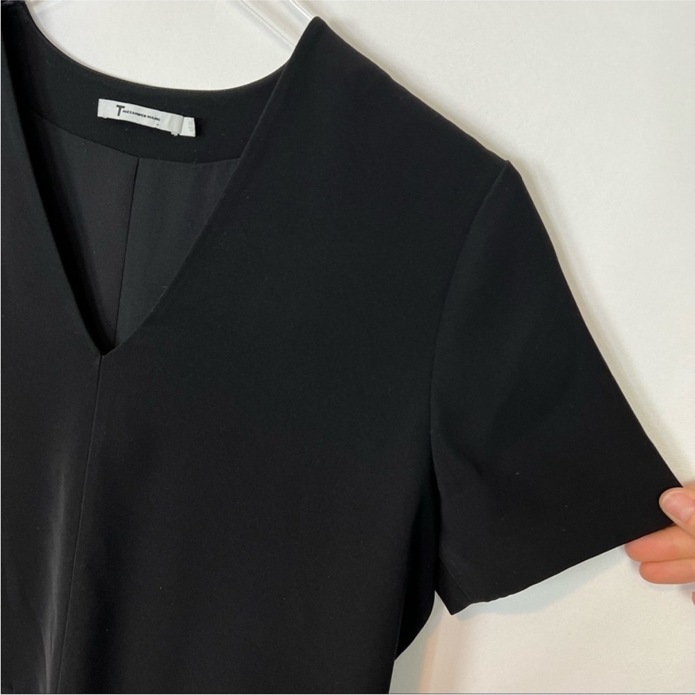 T By Alexander Wang V-Neck Short Sleeve Shift Mini Black Dress Women’s Size 4 - Picture 7 of 14